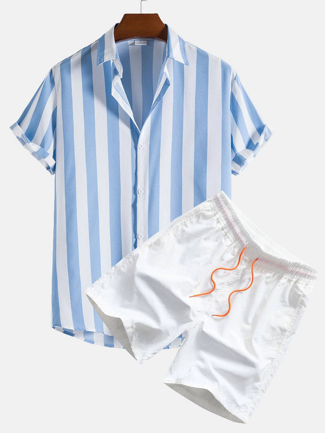 Light blue Scott™ short-sleeved swim set by Emma & Rose Manhattan, featuring a two-piece swimsuit for kids.