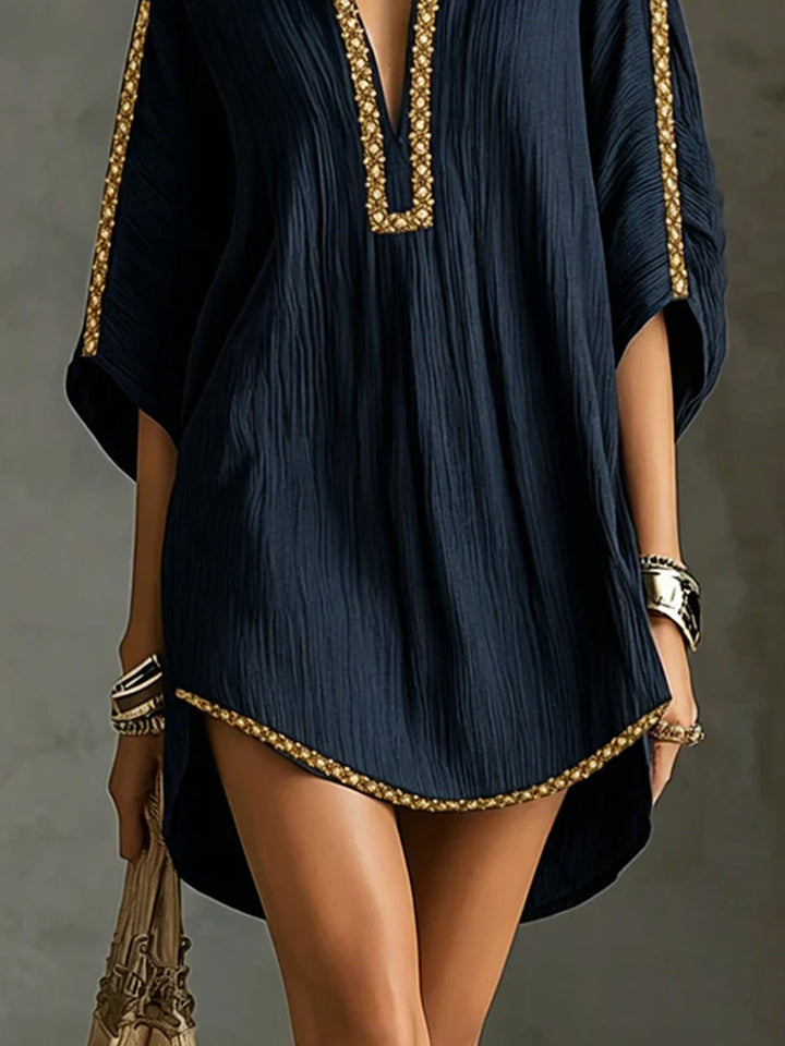 Mirella | Black Short Dress with Deep V-Neck