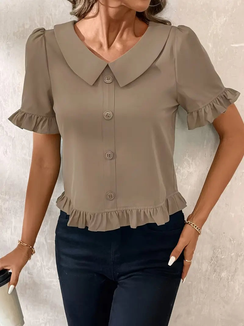 Foteini - Elegant Short Sleeve Blouse