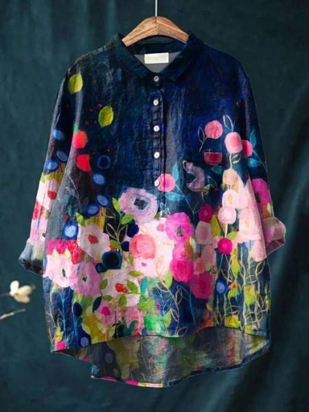 SERAPHINA I RETRO-FLOWER BLOUSE