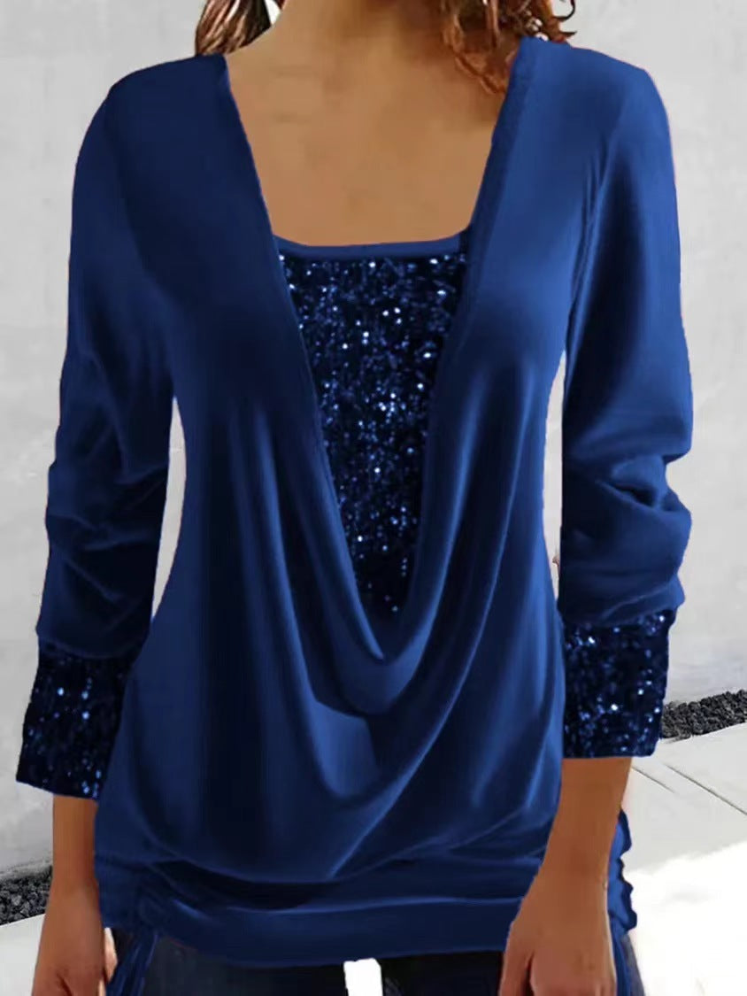 DELFINA I ELEGANT BLOUSE WITH SEQUINS