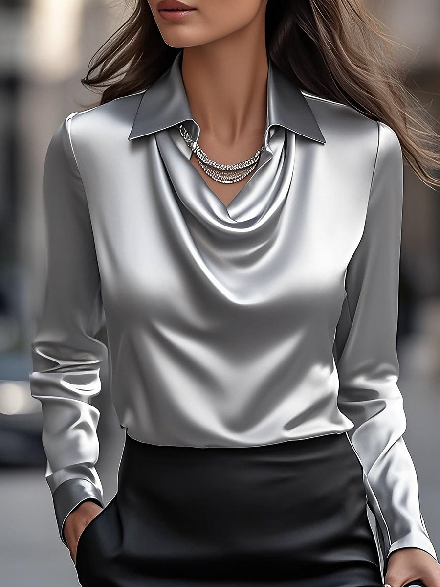 Nyx - Elegant Draped Neckline Women’s Top