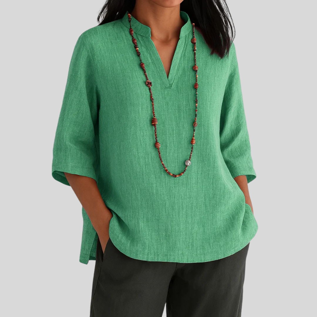 Women’s Blouse | V-Notch Three-Quarter Sleeve
