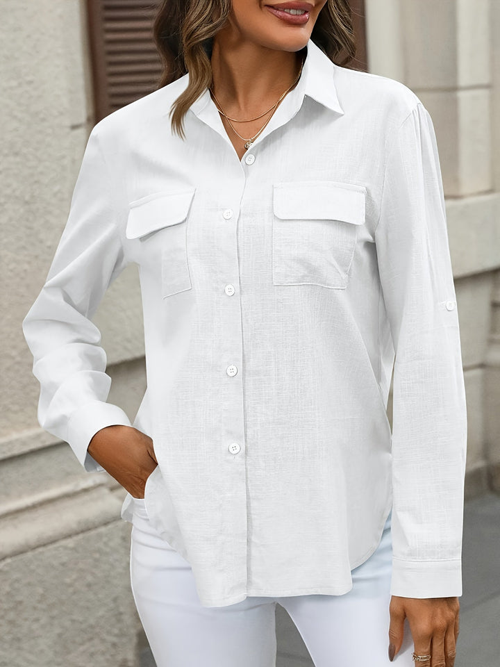 Athena - Cotton Shirt With Front Pockets