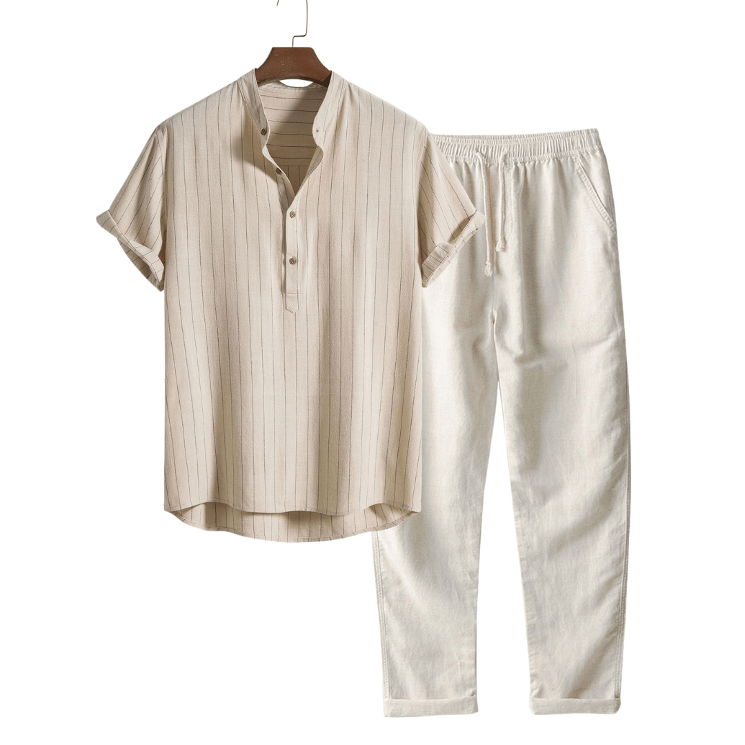 Niklas™ short-sleeved co-ord set by Emma & Rose Manhattan featuring a stylish top and matching shorts in a casual, trendy design.