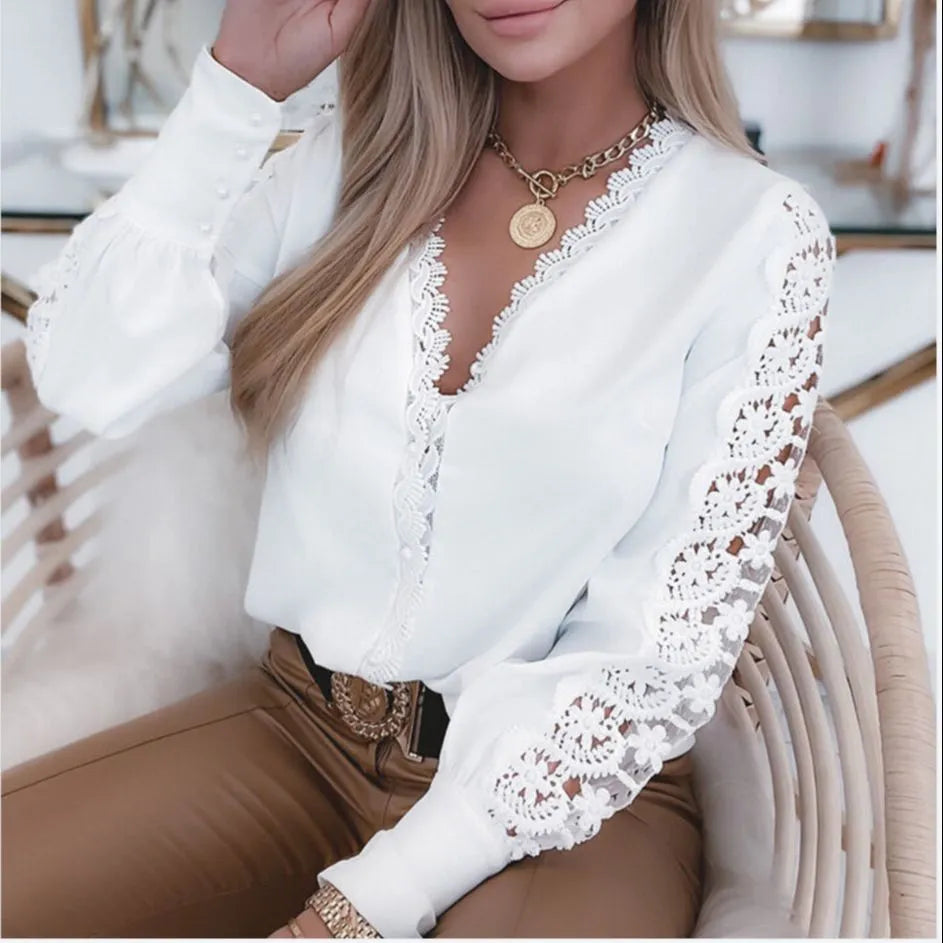 Grace - Elegante blusa blanca de mujer estilo 2025