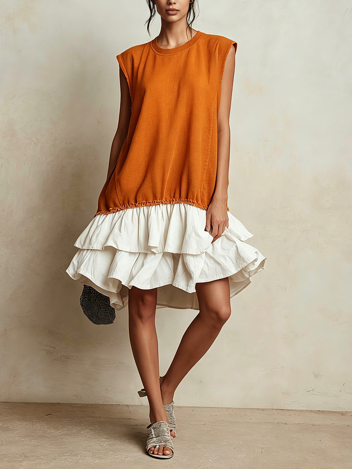 Ilaria | Casual Colour Block Dress, Loose Fit, Holiday