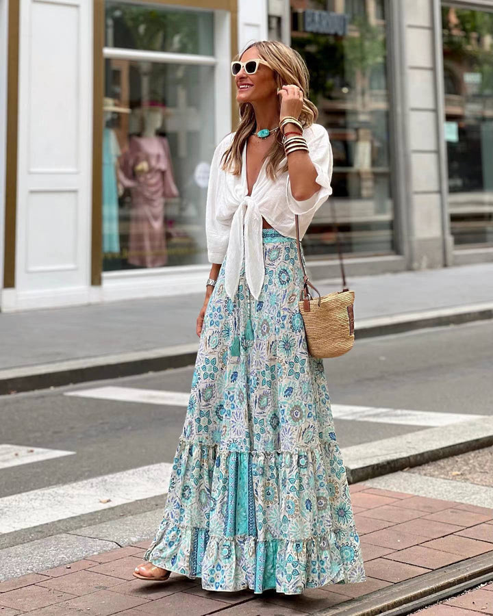 Long Bohemian Floral Skirt for Women - Amara