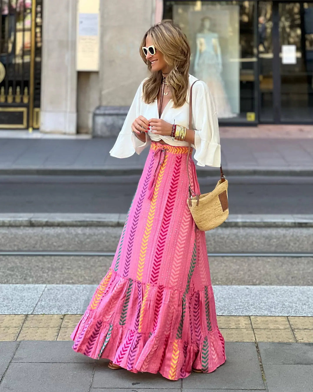 Long Bohemian Floral Skirt for Women - Amara