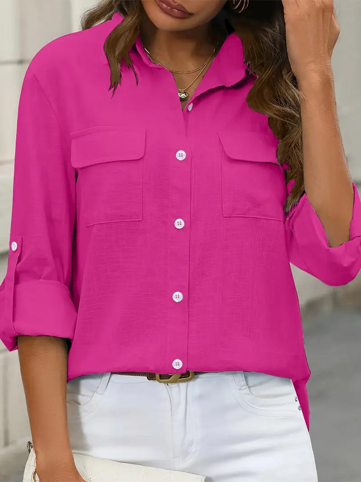 Athena - Cotton Shirt With Front Pockets