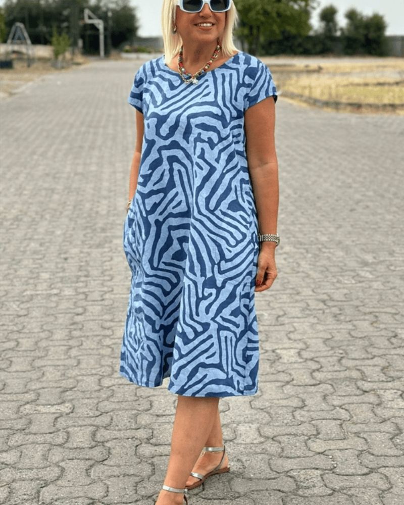 Nelia™ | Printed Summer Dress with Round Neckline