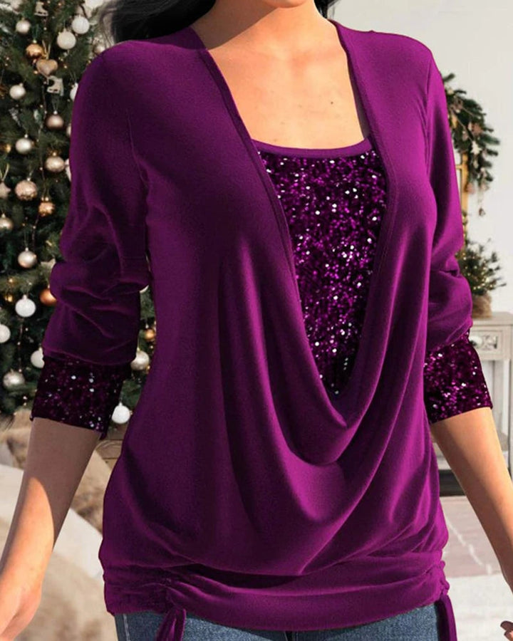 DELFINA I ELEGANT BLOUSE WITH SEQUINS