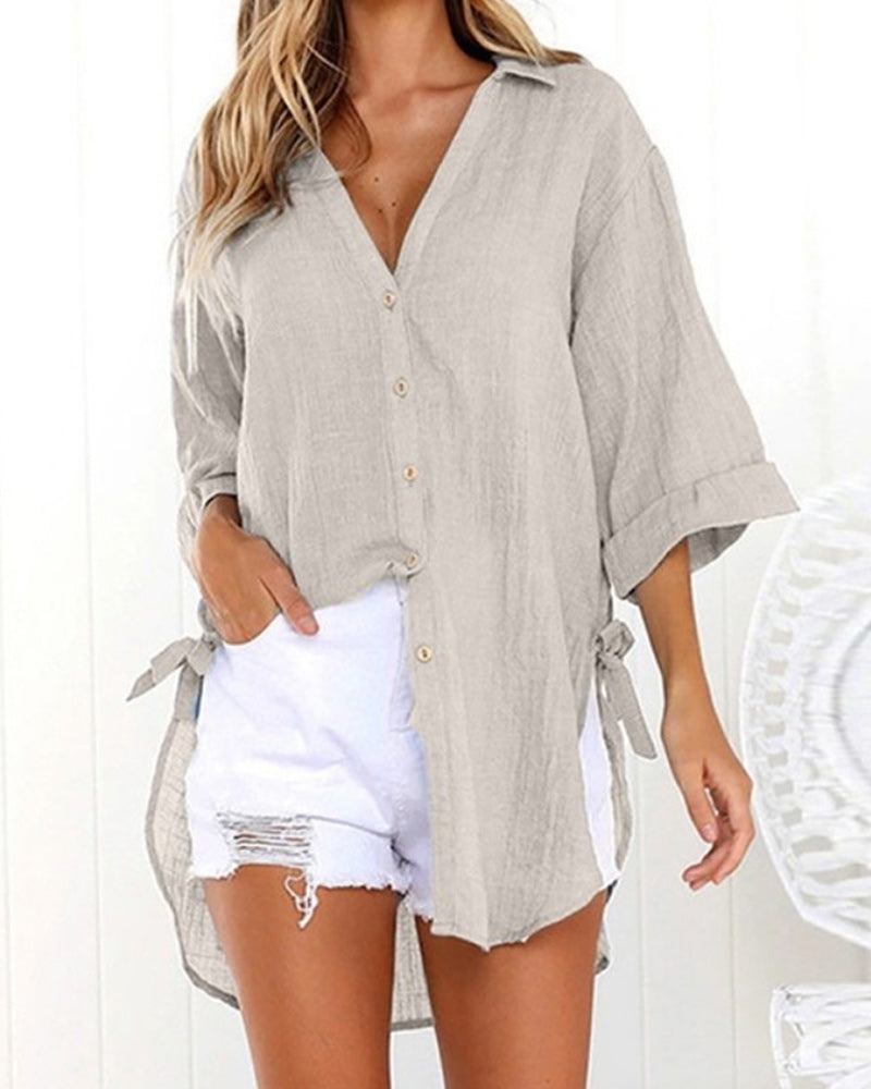 Long Shirt with Ties on the Sides