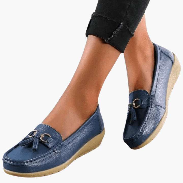 Women’s Slip-On Loafers with Tassel and Buckle Detail