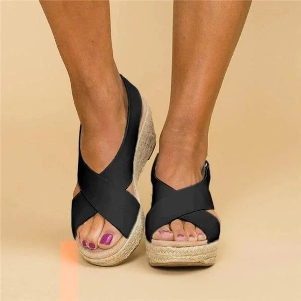 Iliana | Women's Platform Espadrilles with Crossed Straps