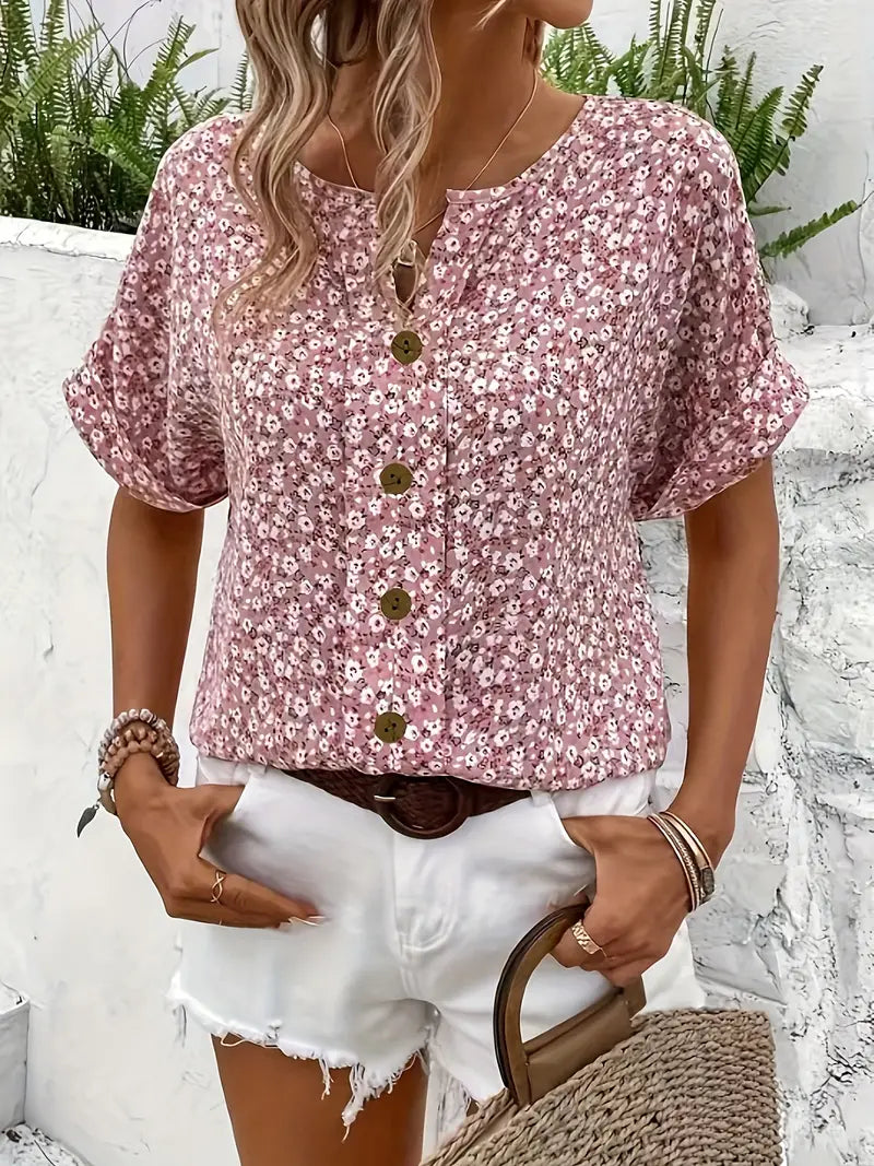 Jamie | Women's Floral Button Front Casual Top