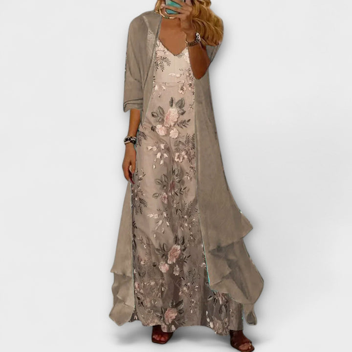 Emma | Ladies Floral V-Neck Layered Maxi Dress