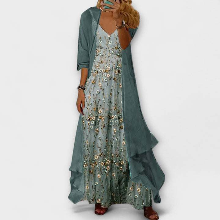 Emma | Ladies Floral V-Neck Layered Maxi Dress