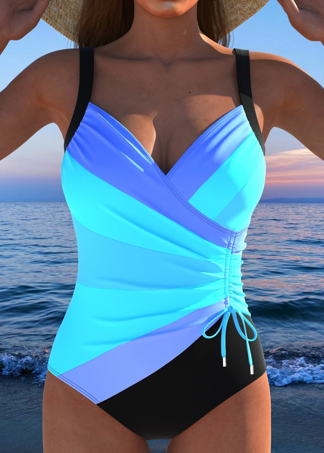 Luxury Cross-Back Swimsuit with Colourful Print