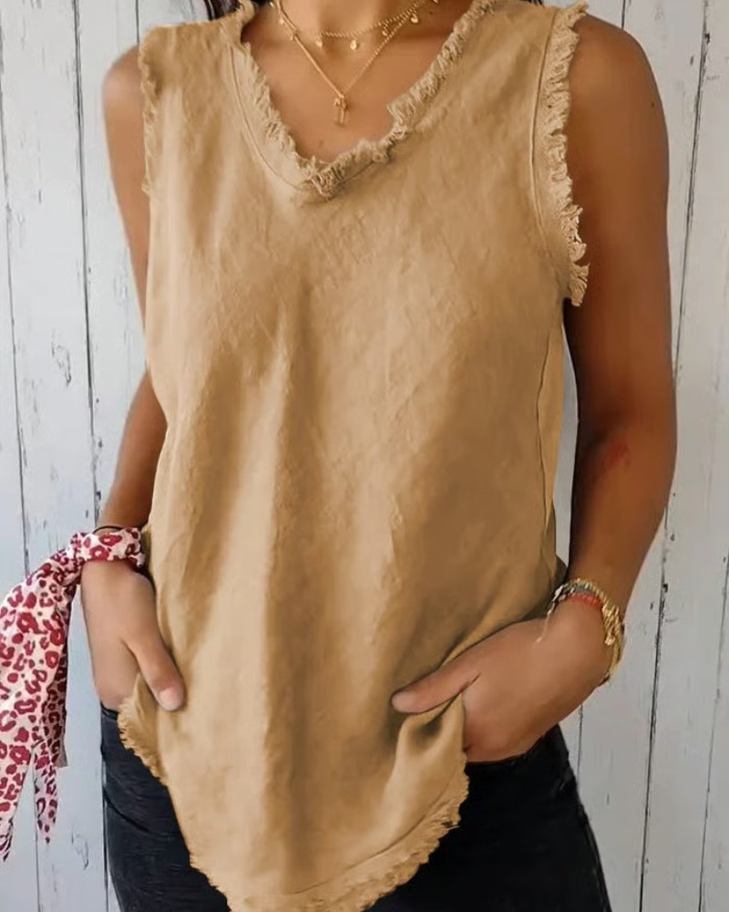 AMARAN - COTTON AND LINEN SLEEVELESS TOP