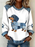 Lilah - Sweatshirt With Dachshund Print And Patchwork