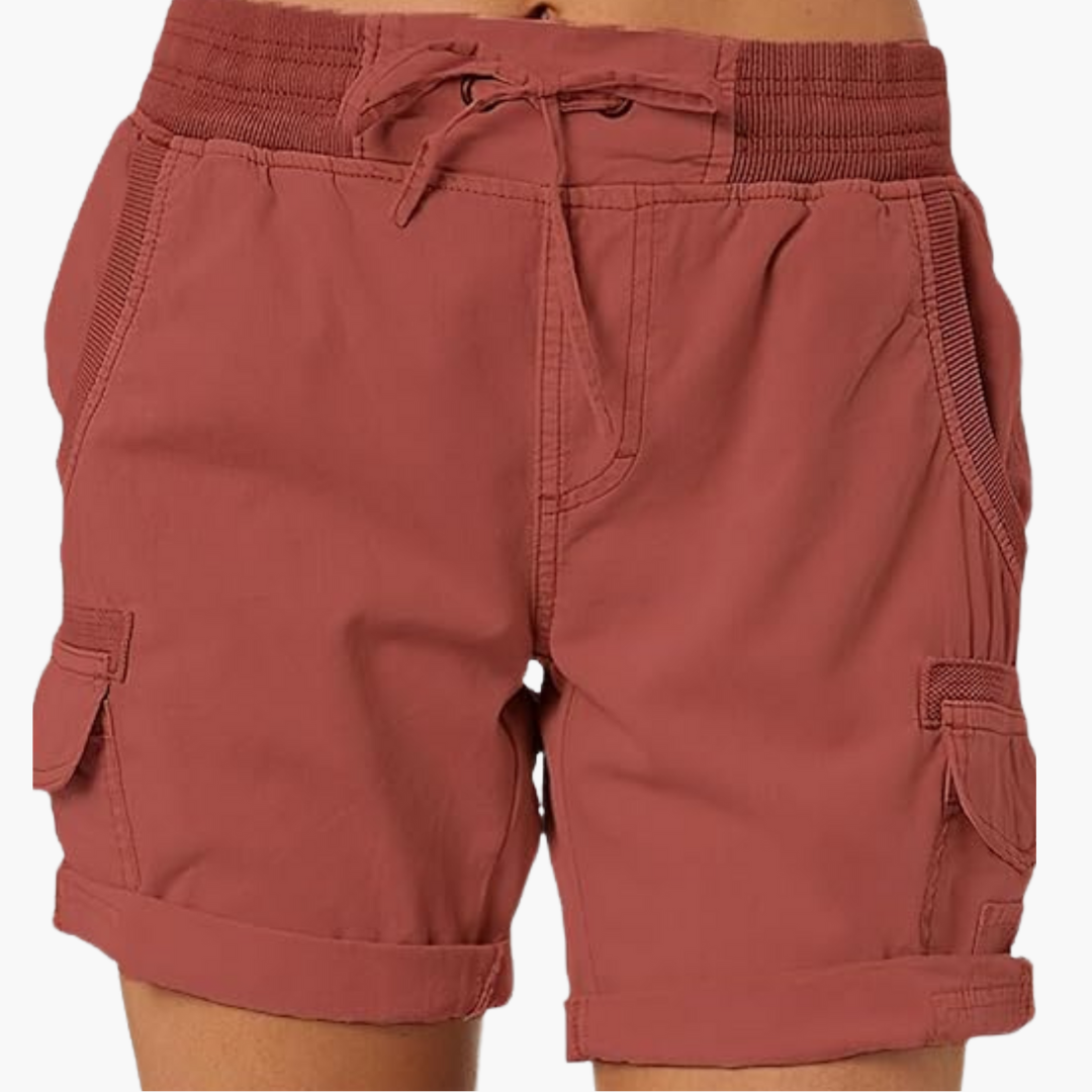 Women’s Cargo Shorts with Multiple Pockets and Structured Waistband