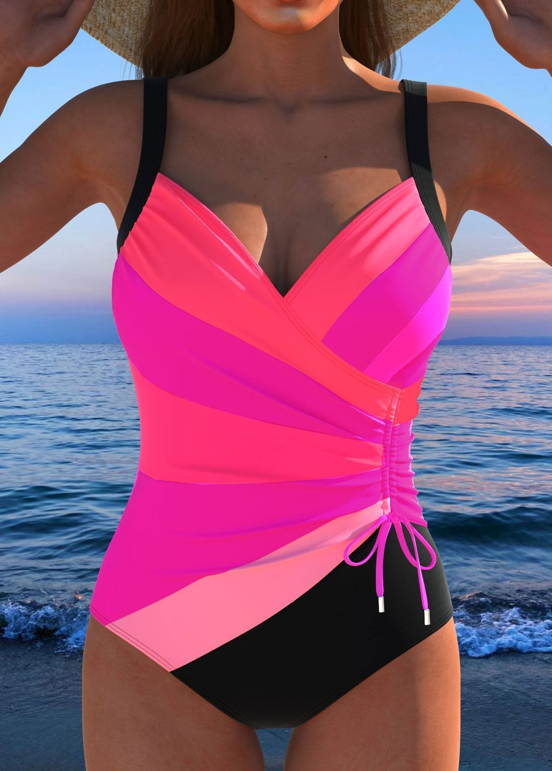 Luxury Cross-Back Swimsuit with Colourful Print