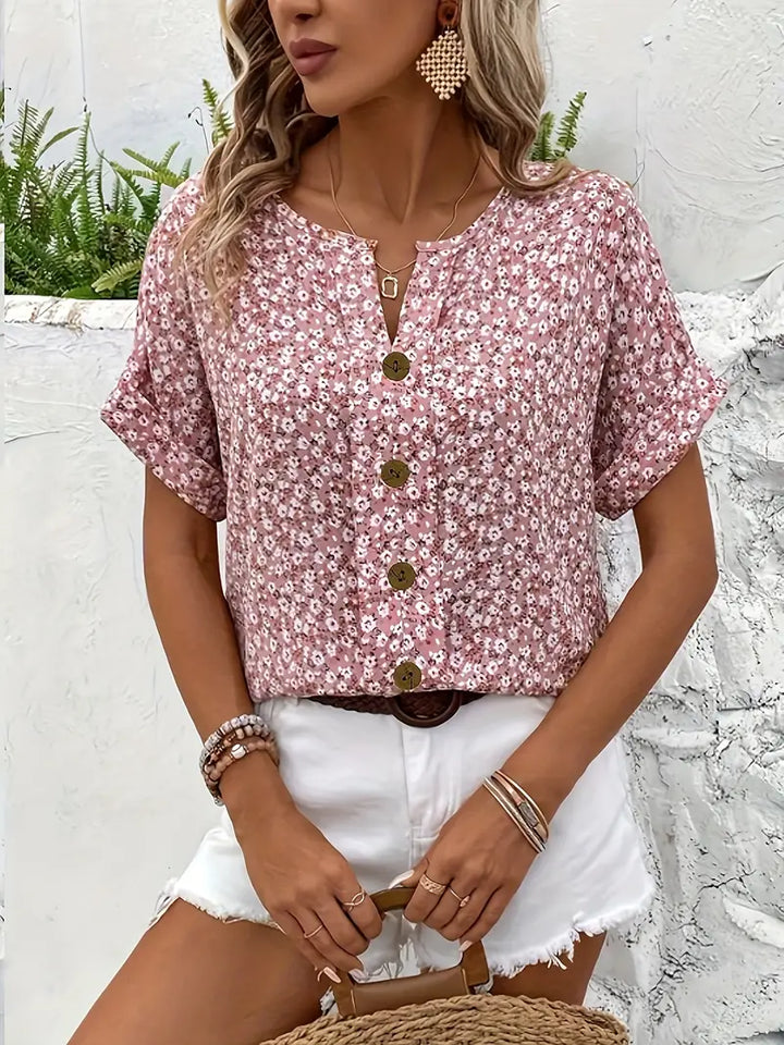 Jamie | Women's Floral Button Front Casual Top