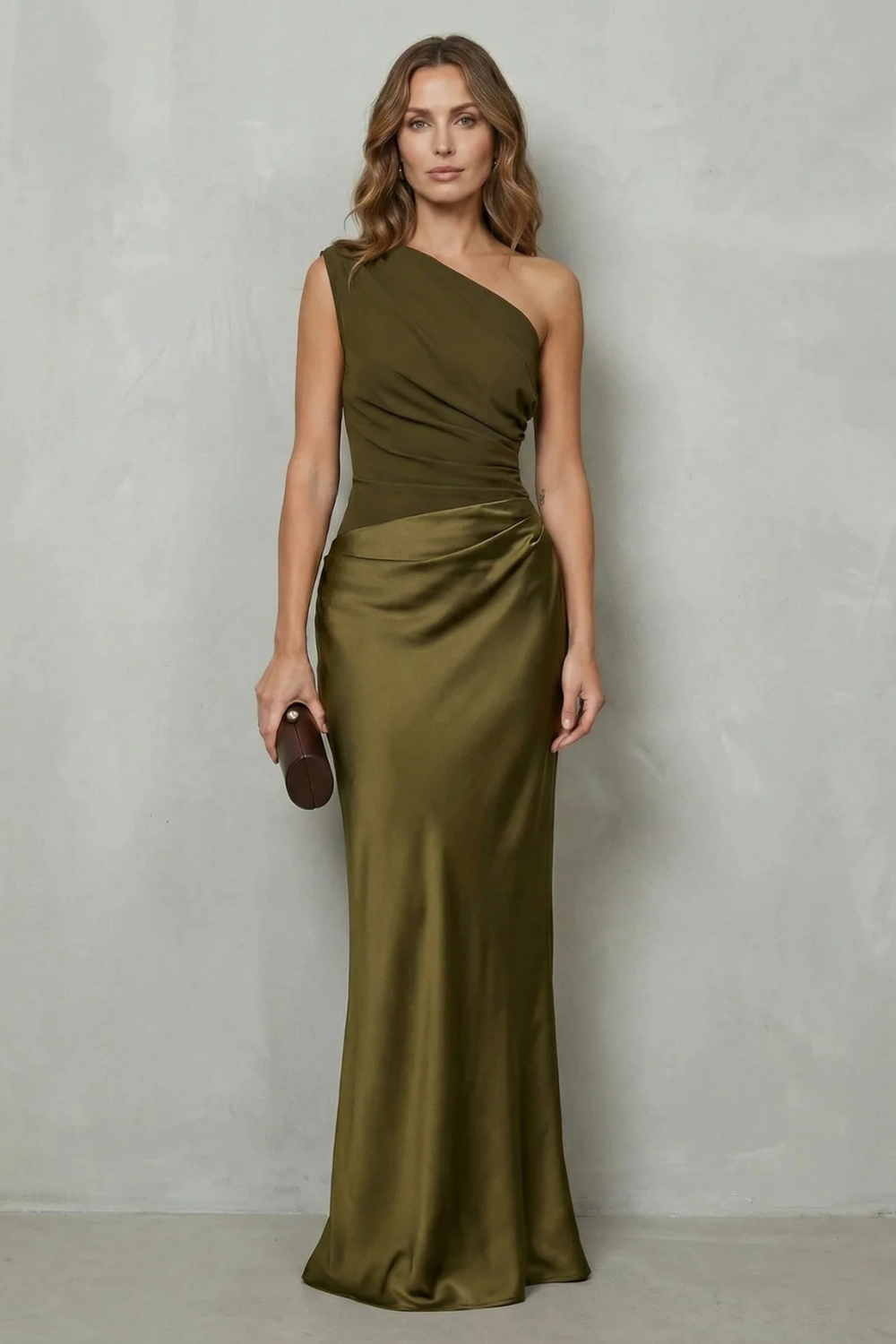 Velmoura – Asymmetric satin drape – Evening gown