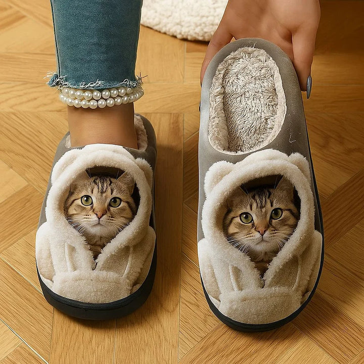 Marren - Cozy 3D Cat Face Slip-On Slippers