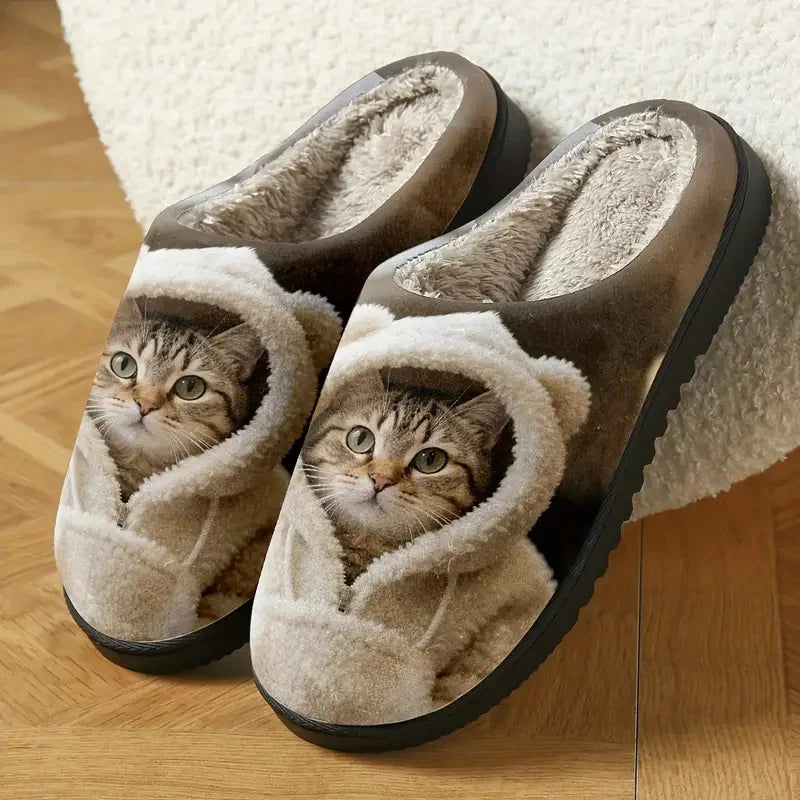 Marren - Cozy 3D Cat Face Slip-On Slippers