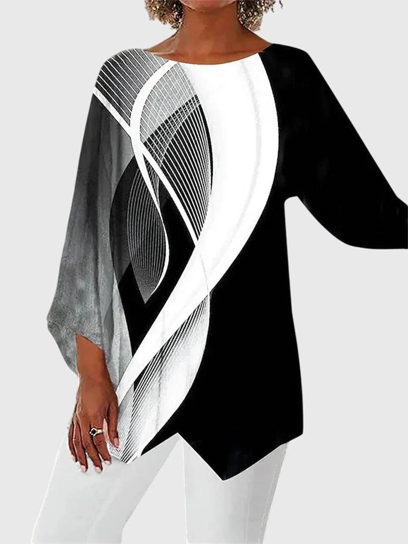 Alayah™ Elegant Crew Neck Top by Emma & Rose Cape Town, soft fabric, fitted style, in a neutral color, displayed on a hanger.