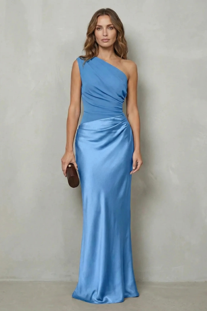 Velmoura – Asymmetric satin drape – Evening gown