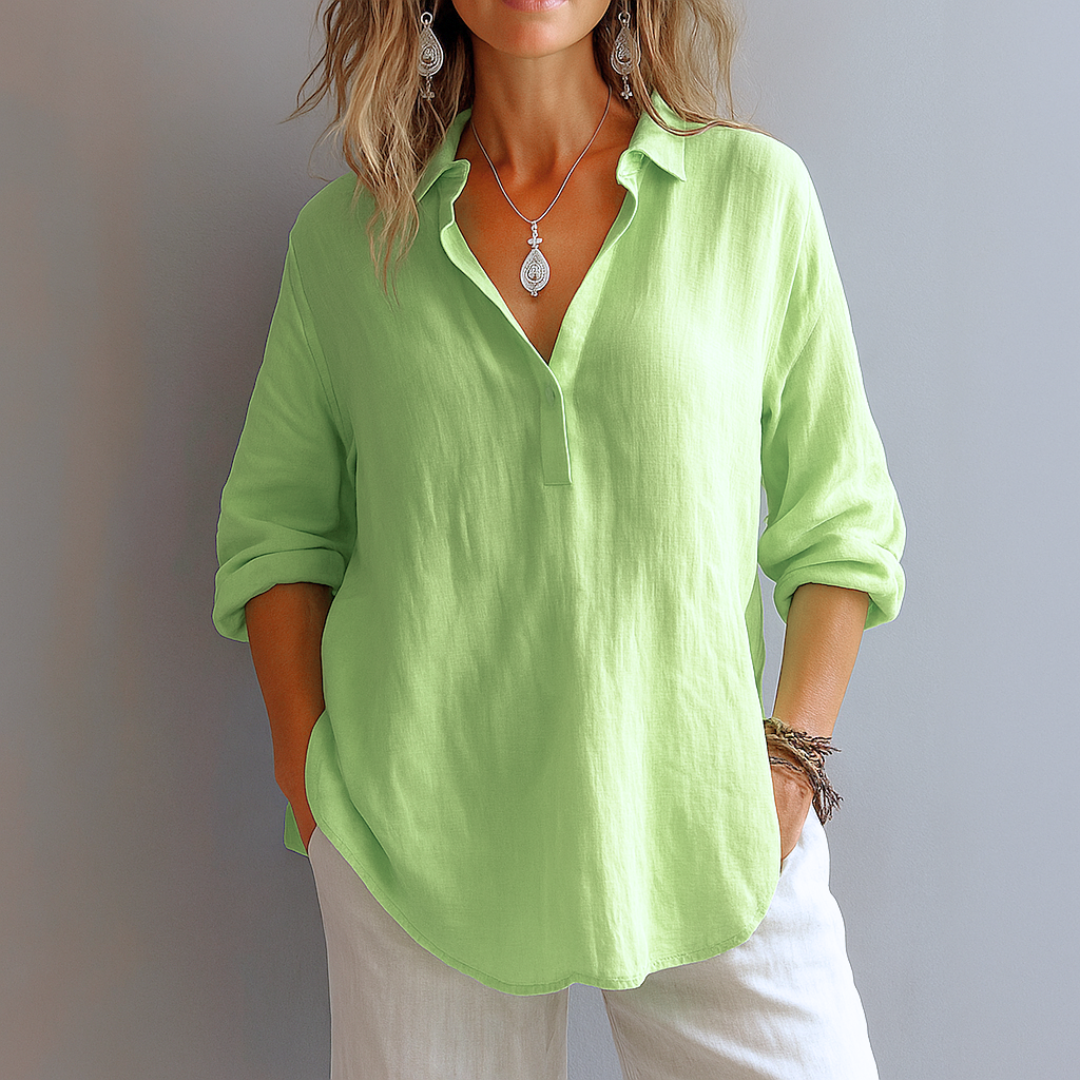 Women’s Blouse | Partial Button Collared