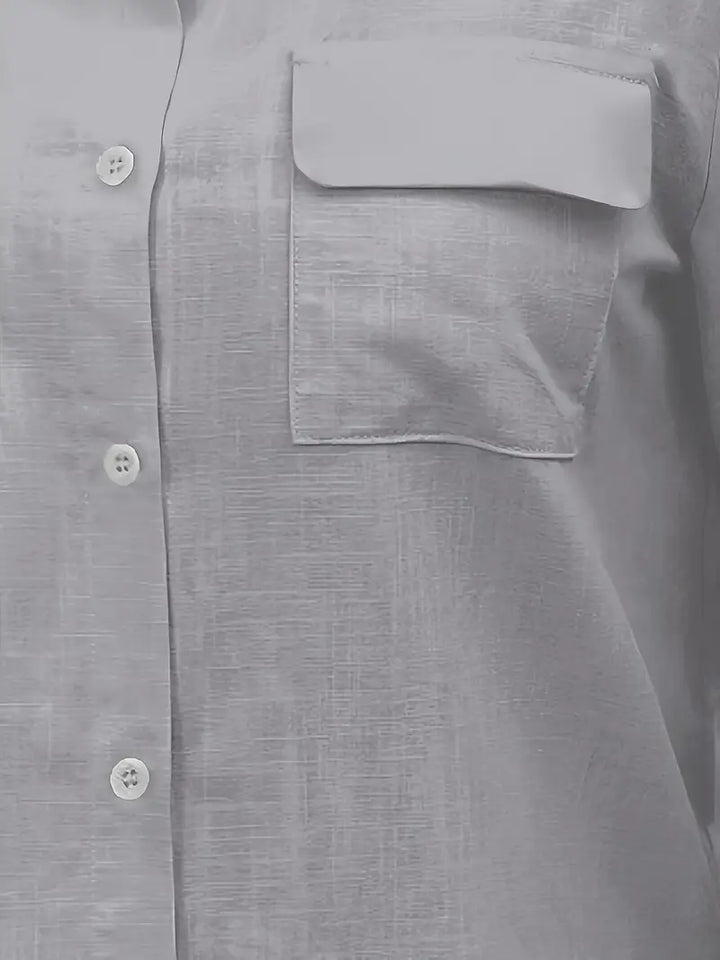 Athena - Cotton Shirt With Front Pockets