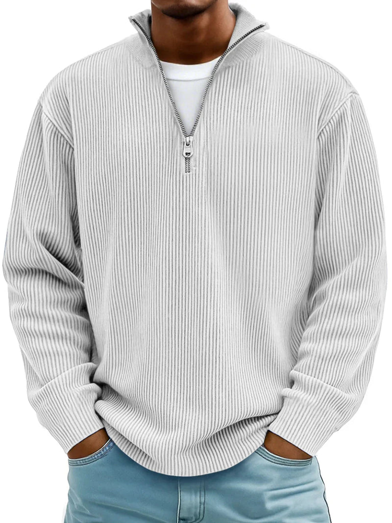 JASON – RELAXED HALF-ZIP RIBBED SWEATER