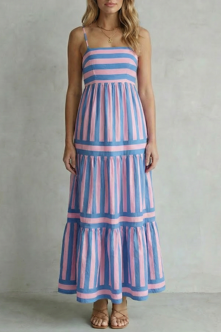 Candessa – Playful stripe tiers – Strappy maxi dress