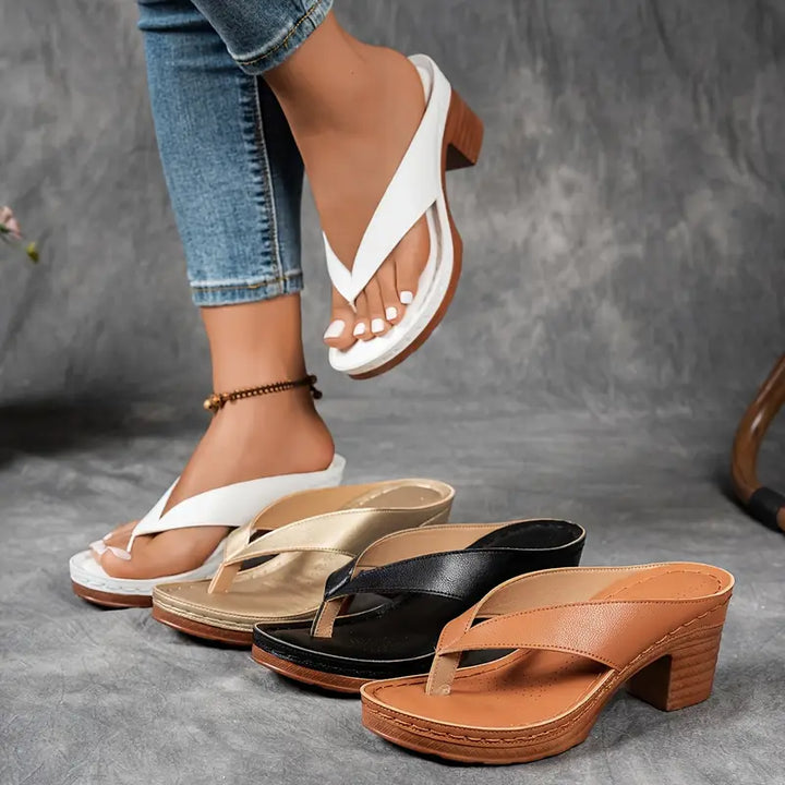Inés | Orthopaedic sandals with low heel and open straps