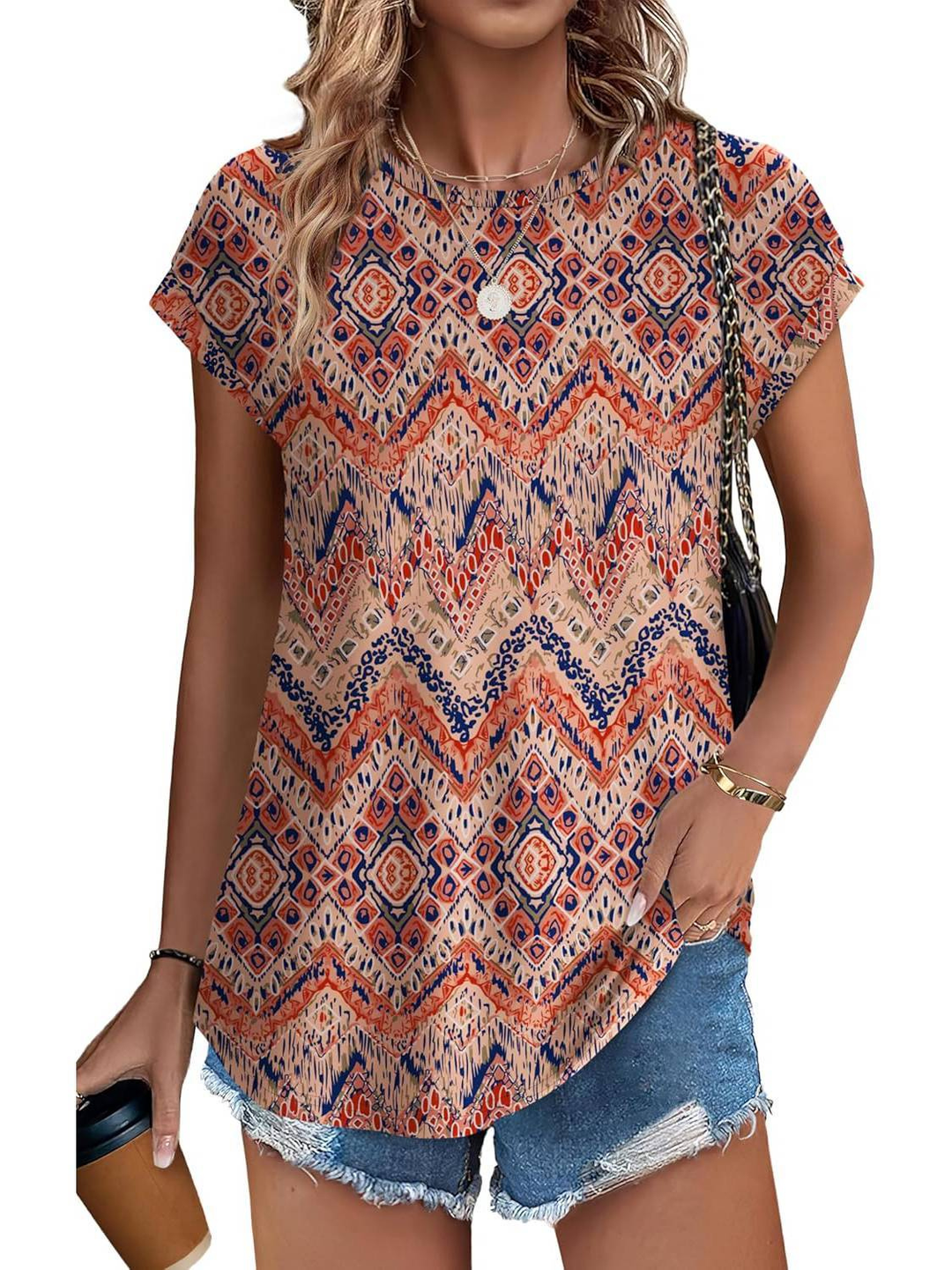 Faye | Women's Lightweight Botanical Leaf Print Cap Sleeve Top