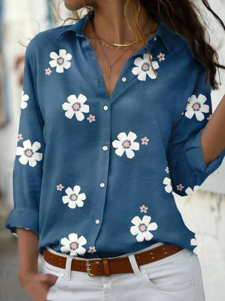 Madelyn | Ladies Floral Button-Up Long Sleeve Shirt Top