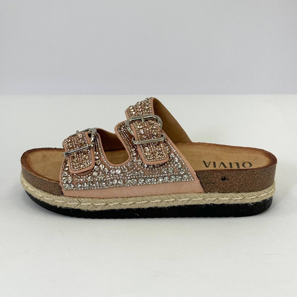 Heleen™ Jewelled slippers from Emma & Rose Cape Town, showing elegant slip-on shoes with sparkling embellishments and a soft sole.