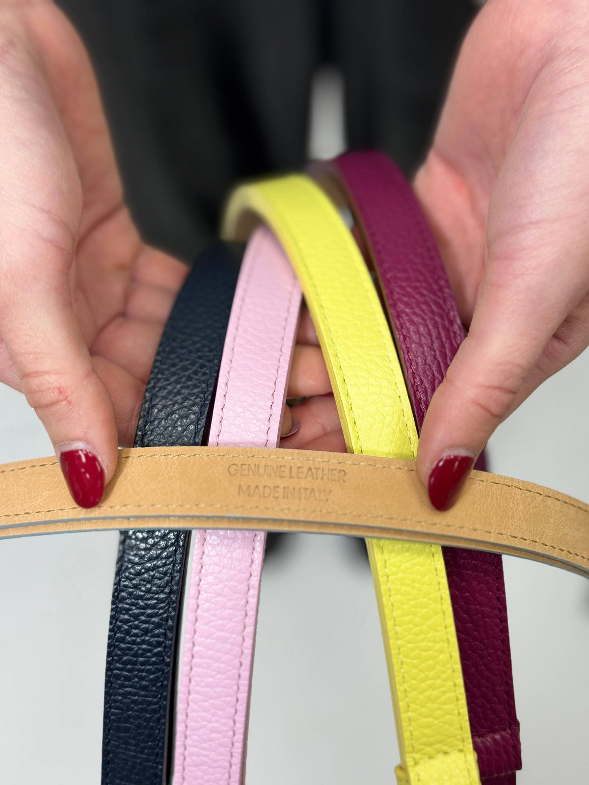 Nienke™ luxury fabric belt buckle from Emma & Rose Cape Town, showcasing a soft, elegant accessory with intricate design details.