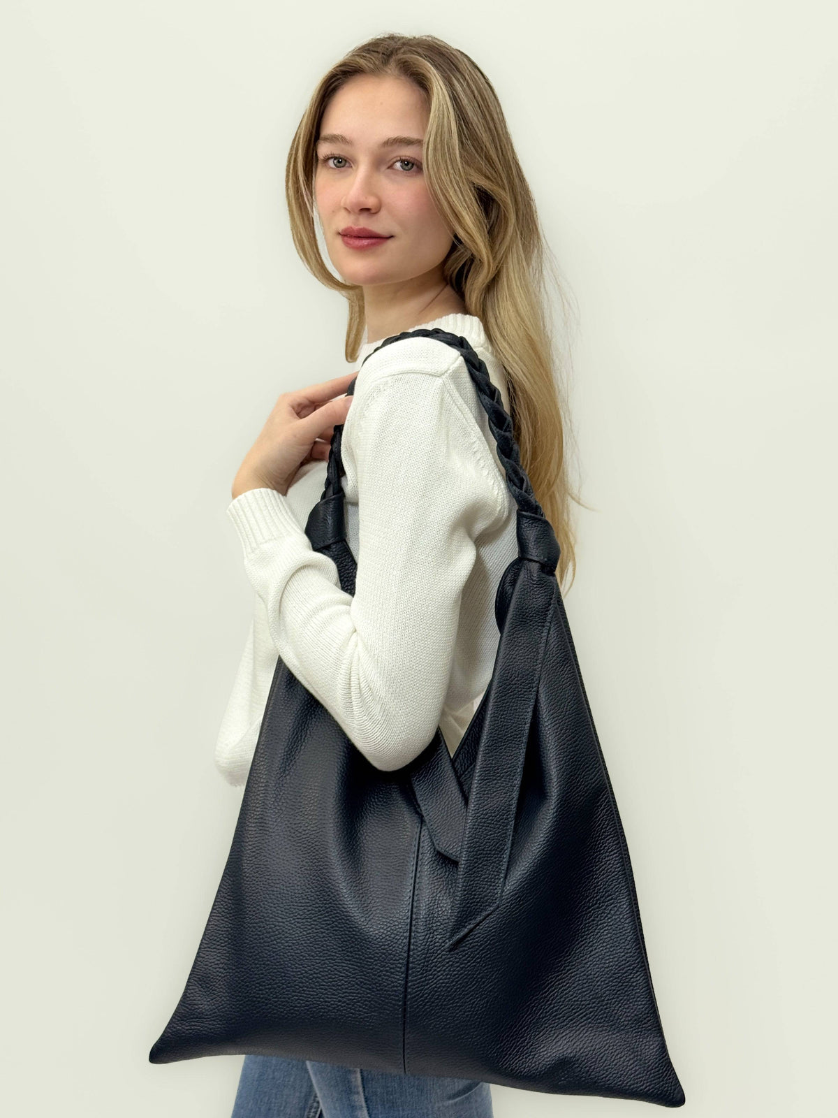 Emma & Rose Cape Town Johanna™ soft luxurious fabric shopper bag with stylish design and sturdy handles.