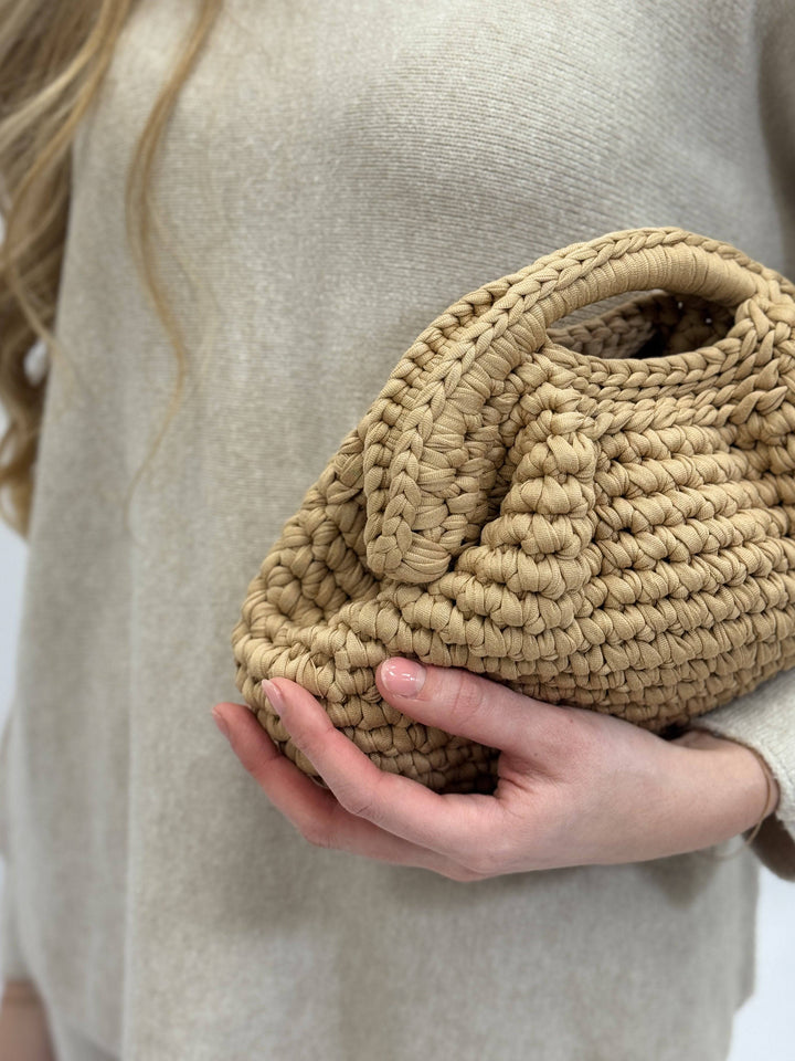 Lieke™ crochet bag by Emma & Rose Cape Town featuring intricate handmade crochet design, artisan-crafted in Italy.