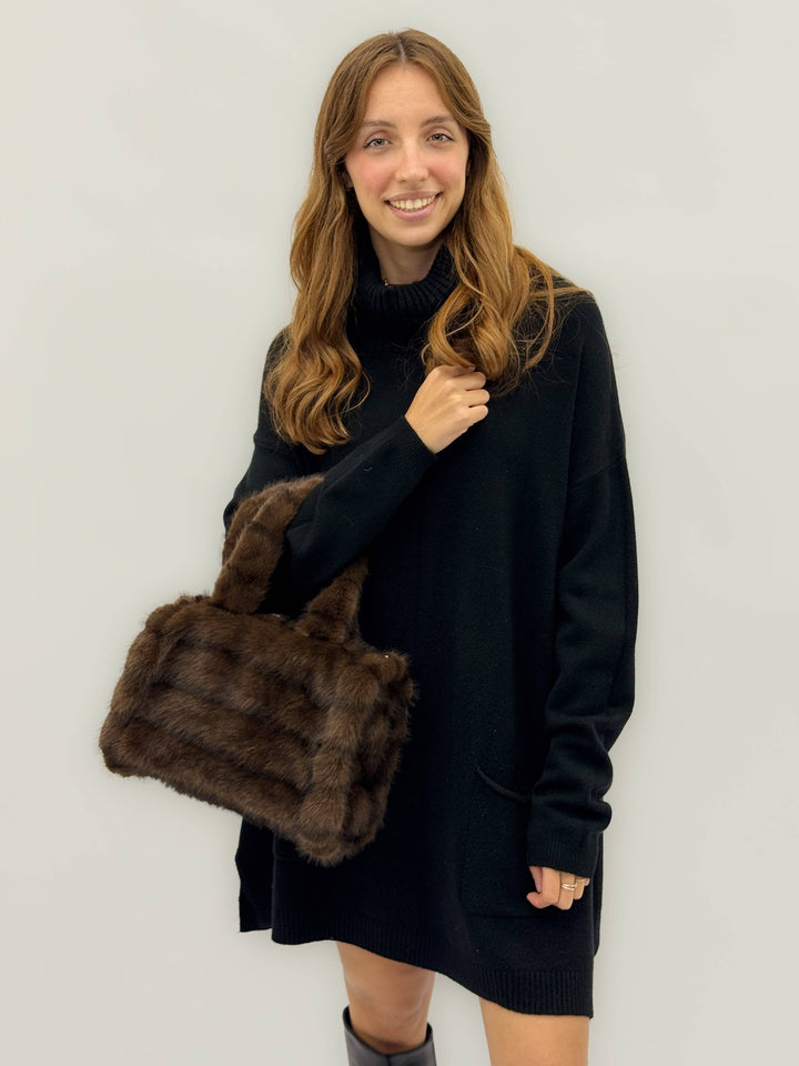 Emma & Rose Cape Town Saskia™ soft synthetic fur effect bag with stylish design and plush texture.