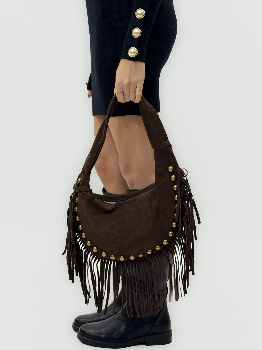 Emma & Rose Cape Town Pippa Moon Bag in genuine Italian leather, stylish borse with a sleek, modern design.