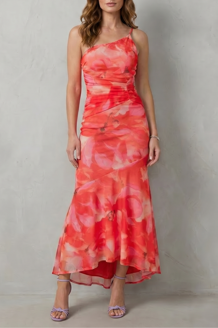 Marissa – Floral elegance – Women’s One-Shoulder Maxi Dress