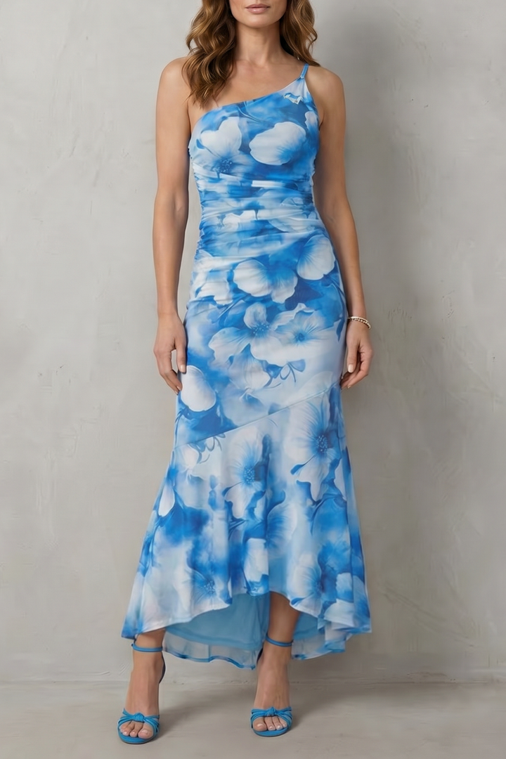 Marissa – Floral elegance – Women’s One-Shoulder Maxi Dress