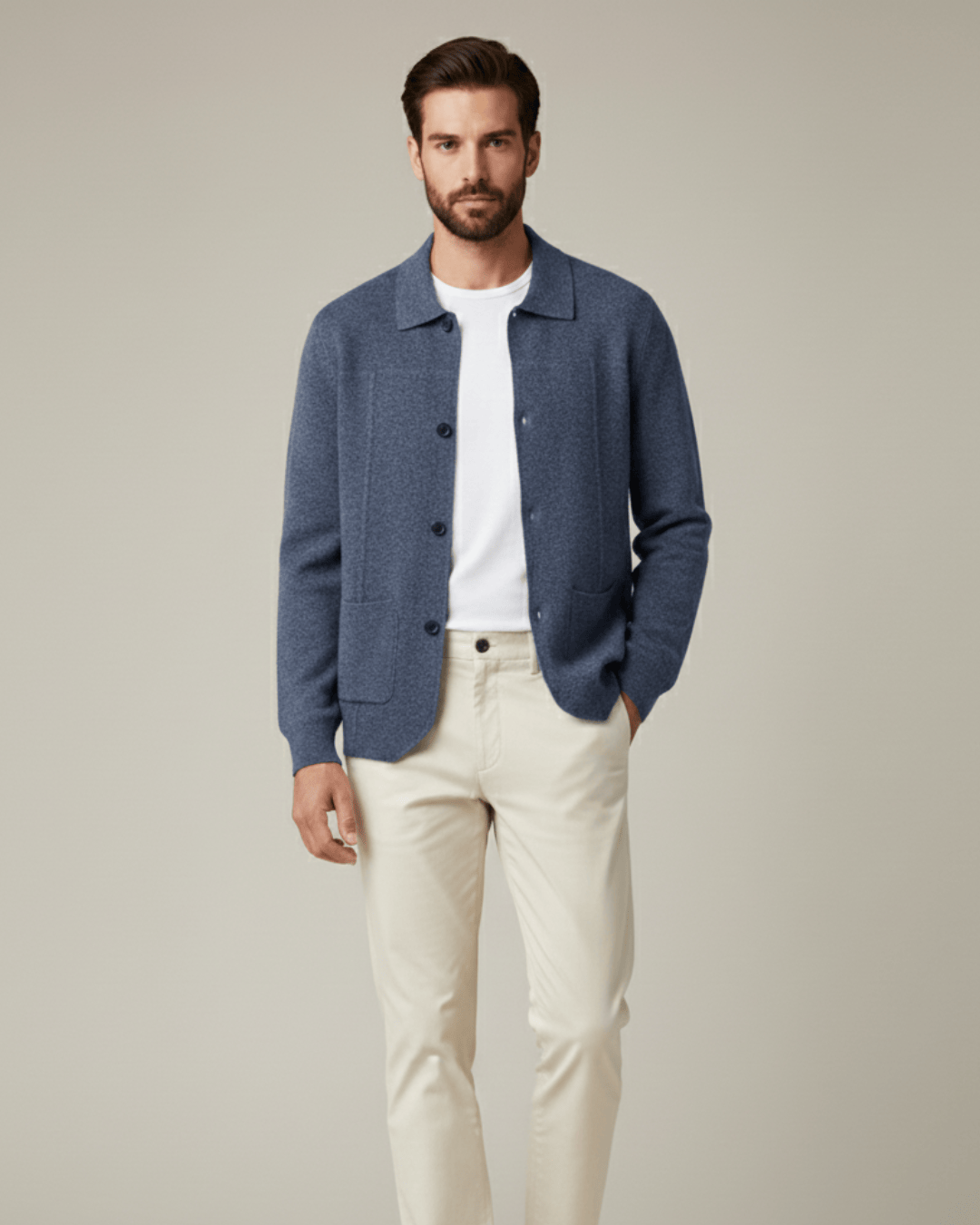 Emma & Rose merino wool button overshirt — premium knitwear