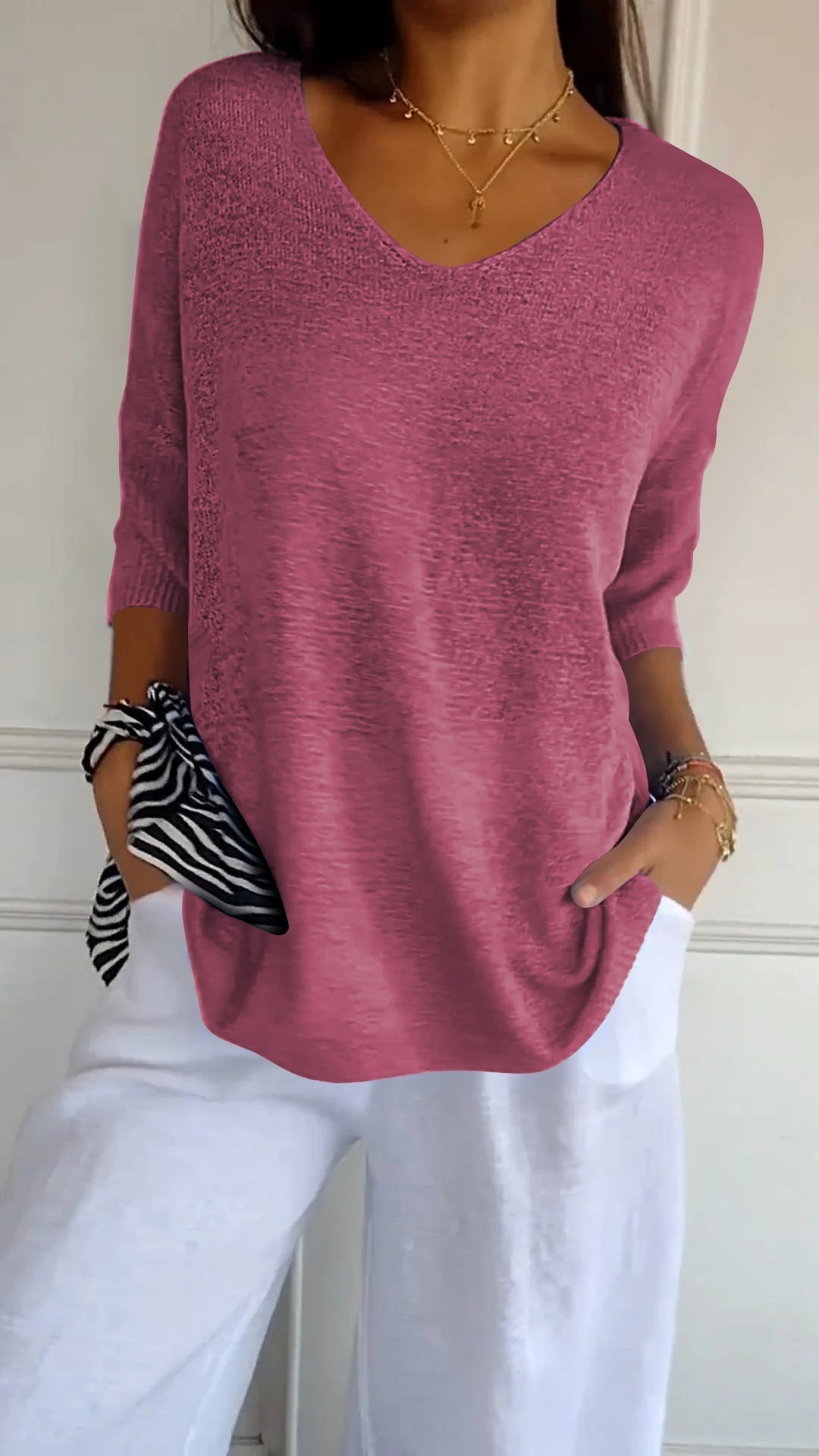 Spring Top with V-Neck